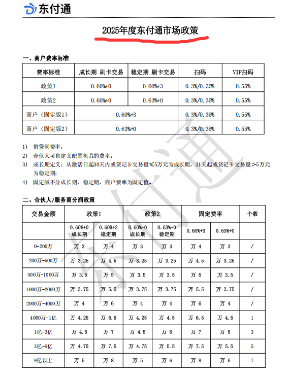 东付通POS机市场代理政策，东付通代理政策表